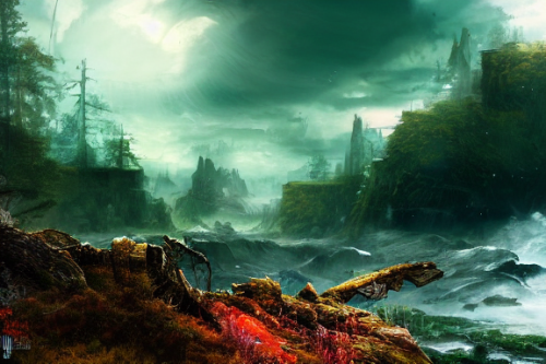 Trending splash art highly detailed bright mood mixed media concept art:0.5 intricate detailed wonderous landscape 4k volumetric lighting dramatic lighting award-winning:0.5 [text logo]