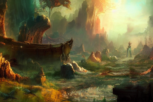 Trending splash art highly detailed bright mood mixed media concept art:0.5 intricate detailed wonderous landscape 4k volumetric lighting dramatic lighting award-winning:0.5 [text logo]