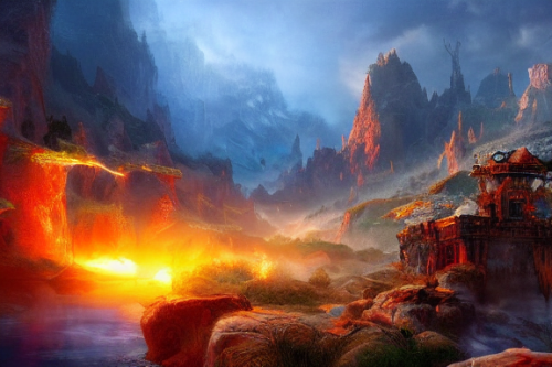 Trending splash art highly detailed bright mood mixed media concept art:0.5 intricate detailed wonderous landscape 4k volumetric lighting dramatic lighting award-winning:0.5 [text logo]