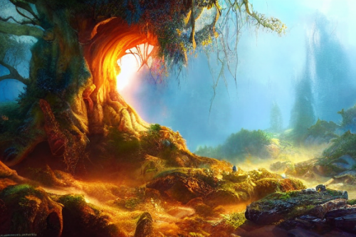 Trending splash art highly detailed bright mood mixed media concept art:0.5 intricate detailed wonderous landscape 4k volumetric lighting dramatic lighting award-winning:0.5 [text logo]