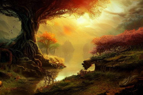 Trending splash art highly detailed bright mood mixed media concept art:0.5 intricate detailed wonderous landscape 4k volumetric lighting dramatic lighting award-winning:0.5 [text logo]