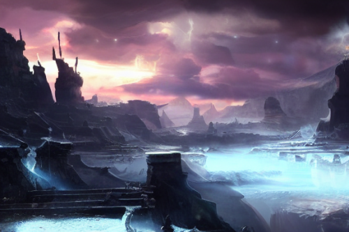 Trending splash art highly detailed bright mood mixed media concept art:0.5 intricate detailed wonderous landscape 4k volumetric lighting dramatic lighting award-winning:0.5 [text logo]