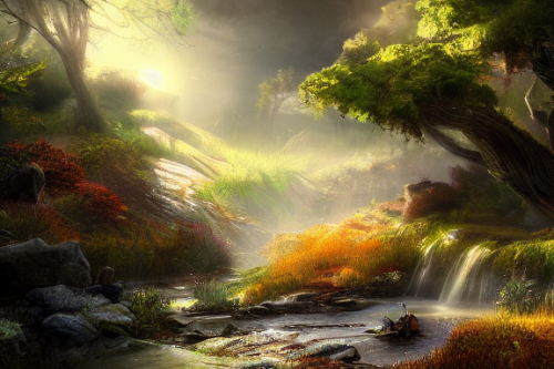 Trending splash art highly detailed bright mood mixed media concept art:0.5 intricate detailed wonderous landscape 4k volumetric lighting dramatic lighting award-winning:0.5 [text logo]