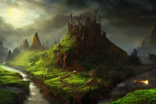 Trending splash art highly detailed bright mood mixed media concept art:0.5 intricate detailed wonderous landscape 4k volumetric lighting dramatic lighting award-winning:0.5 [text logo]