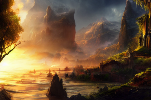 Trending splash art highly detailed bright mood mixed media concept art:0.5 intricate detailed wonderous landscape 4k volumetric lighting dramatic lighting award-winning:0.5 [text logo]