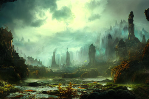 Trending splash art highly detailed bright mood mixed media concept art:0.5 intricate detailed wonderous landscape 4k volumetric lighting dramatic lighting award-winning:0.5 [text logo]