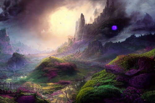 Trending splash art highly detailed bright mood mixed media concept art:0.5 intricate detailed wonderous landscape 4k volumetric lighting dramatic lighting award-winning:0.5 [text logo]