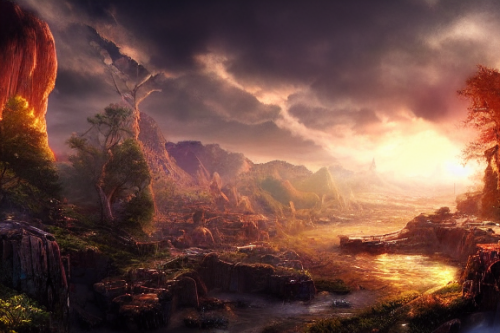 Trending splash art highly detailed bright mood mixed media concept art:0.5 intricate detailed wonderous landscape 4k volumetric lighting dramatic lighting award-winning:0.5 [text logo]