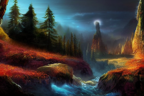 Trending splash art highly detailed bright mood mixed media concept art:0.5 intricate detailed wonderous landscape 4k volumetric lighting dramatic lighting award-winning:0.5 [text logo]