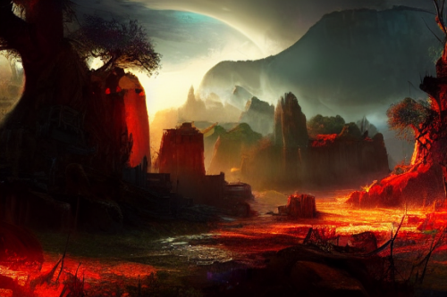 Trending splash art highly detailed bright mood mixed media concept art:0.5 intricate detailed wonderous landscape 4k volumetric lighting dramatic lighting award-winning:0.5 [text logo]