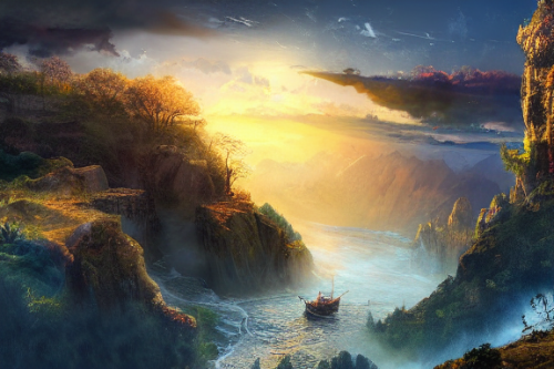 Trending splash art highly detailed bright mood mixed media concept art:0.5 intricate detailed wonderous landscape 4k volumetric lighting dramatic lighting award-winning:0.5 [text logo]
