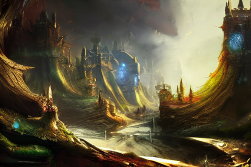 Trending splash art highly detailed bright mood mixed media concept art:0.5 intricate detailed wonderous landscape 4k volumetric lighting dramatic lighting award-winning:0.5 [text logo]