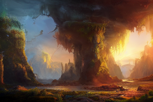 Trending splash art highly detailed bright mood mixed media concept art:0.5 intricate detailed wonderous landscape 4k volumetric lighting dramatic lighting award-winning:0.5 [text logo]