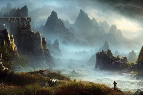 Trending splash art highly detailed bright mood mixed media concept art:0.5 intricate detailed wonderous landscape 4k volumetric lighting dramatic lighting award-winning:0.5 [text logo]