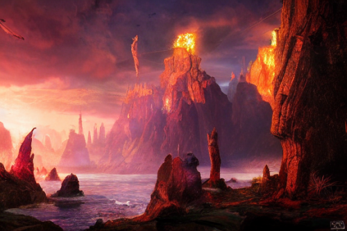 Trending splash art highly detailed bright mood mixed media concept art:0.5 intricate detailed wonderous landscape 4k volumetric lighting dramatic lighting award-winning:0.5 [text logo]