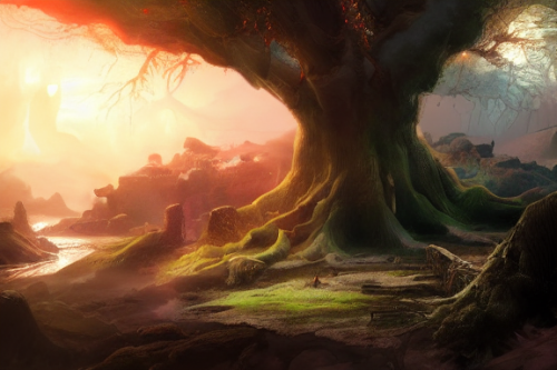 Trending splash art highly detailed bright mood mixed media concept art:0.5 intricate detailed wonderous landscape 4k volumetric lighting dramatic lighting award-winning:0.5 [text logo]