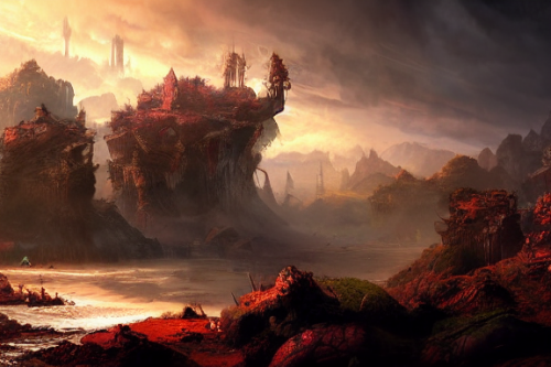 Trending splash art highly detailed bright mood mixed media concept art:0.5 intricate detailed wonderous landscape 4k volumetric lighting dramatic lighting award-winning:0.5 [text logo]