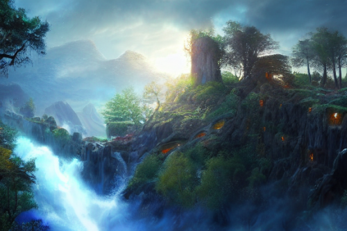 Trending splash art highly detailed bright mood mixed media concept art:0.5 intricate detailed wonderous landscape 4k volumetric lighting dramatic lighting award-winning:0.5 [text logo]