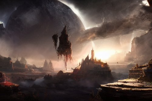 Trending splash art highly detailed bright mood mixed media concept art:0.5 intricate detailed wonderous landscape 4k volumetric lighting dramatic lighting award-winning:0.5 [text logo]