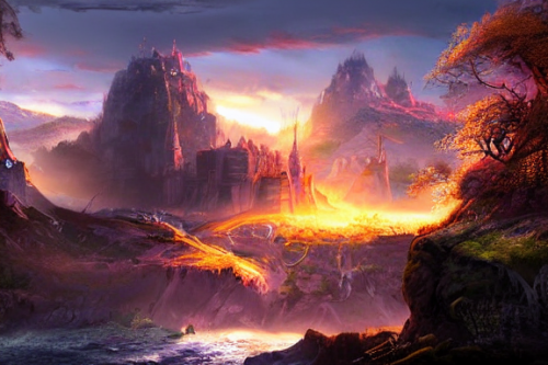 Trending splash art highly detailed bright mood mixed media concept art:0.5 intricate detailed wonderous landscape 4k volumetric lighting dramatic lighting award-winning:0.5 [text logo]