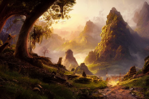 Trending splash art highly detailed bright mood mixed media concept art:0.5 intricate detailed wonderous landscape 4k volumetric lighting dramatic lighting award-winning:0.5 [text logo]