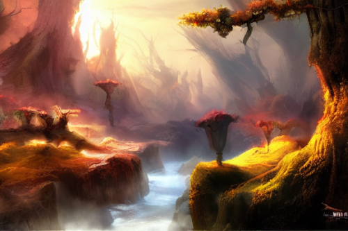 Trending splash art highly detailed bright mood mixed media concept art:0.5 intricate detailed wonderous landscape 4k volumetric lighting dramatic lighting award-winning:0.5 [text logo]