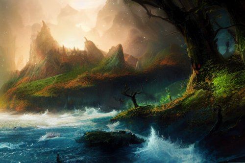 Trending splash art highly detailed bright mood mixed media concept art:0.5 intricate detailed wonderous landscape 4k volumetric lighting dramatic lighting award-winning:0.5 [text logo]