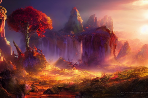 Trending splash art highly detailed bright mood mixed media concept art:0.5 intricate detailed wonderous landscape 4k volumetric lighting dramatic lighting award-winning:0.5 [text logo]