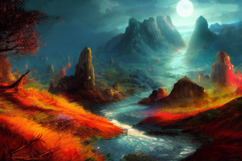 Trending splash art highly detailed bright mood mixed media concept art:0.5 intricate detailed wonderous landscape 4k volumetric lighting dramatic lighting award-winning:0.5 [text logo]