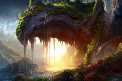 Trending splash art highly detailed bright mood mixed media concept art:0.5 intricate detailed wonderous landscape 4k volumetric lighting dramatic lighting award-winning:0.5 [text logo]