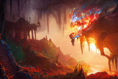 Trending splash art highly detailed bright mood mixed media concept art:0.5 intricate detailed wonderous landscape 4k volumetric lighting dramatic lighting award-winning:0.5 [text logo]