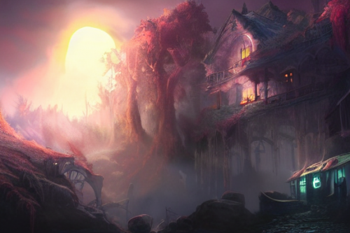 Trending splash art highly detailed bright mood mixed media concept art:0.5 intricate detailed wonderous landscape 4k volumetric lighting dramatic lighting award-winning:0.5 [text logo]