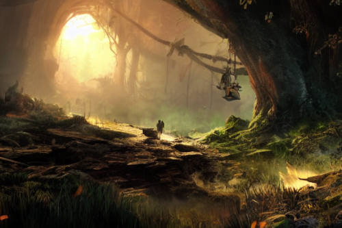 Trending splash art highly detailed bright mood mixed media concept art:0.5 intricate detailed wonderous landscape 4k volumetric lighting dramatic lighting award-winning:0.5 [text logo]