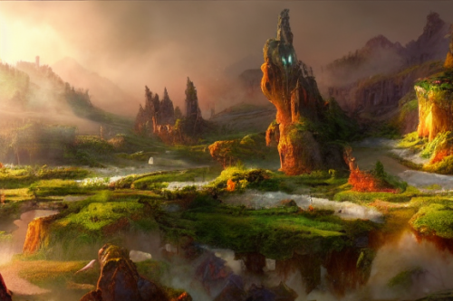 Trending splash art highly detailed bright mood mixed media concept art:0.5 intricate detailed wonderous landscape 4k volumetric lighting dramatic lighting award-winning:0.5 [text logo]