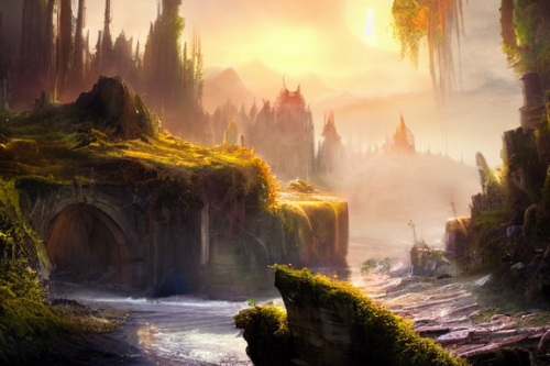 Trending splash art highly detailed bright mood mixed media concept art:0.5 intricate detailed wonderous landscape 4k volumetric lighting dramatic lighting award-winning:0.5 [text logo]