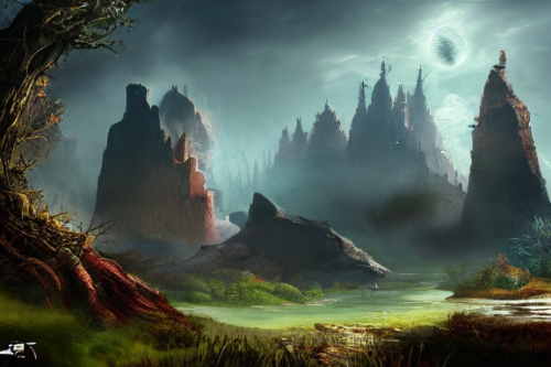 Trending splash art highly detailed bright mood mixed media concept art:0.5 intricate detailed wonderous landscape 4k volumetric lighting dramatic lighting award-winning:0.5 [text logo]