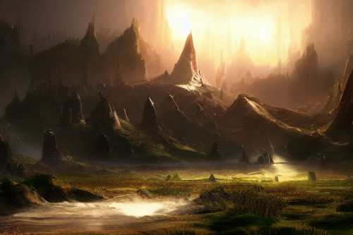 Trending splash art highly detailed bright mood mixed media concept art:0.5 intricate detailed wonderous landscape 4k volumetric lighting dramatic lighting award-winning:0.5 [text logo]