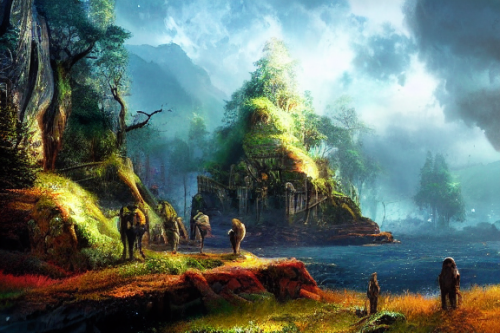 Trending splash art highly detailed bright mood mixed media concept art:0.5 intricate detailed wonderous landscape 4k volumetric lighting dramatic lighting award-winning:0.5 [text logo]