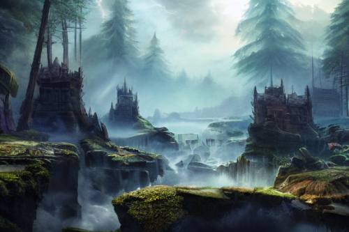 Trending splash art highly detailed bright mood mixed media concept art:0.5 intricate detailed wonderous landscape 4k volumetric lighting dramatic lighting award-winning:0.5 [text logo]