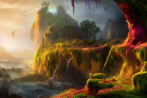 Trending splash art highly detailed bright mood mixed media concept art:0.5 intricate detailed wonderous landscape 4k volumetric lighting dramatic lighting award-winning:0.5 [text logo]