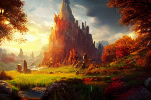 Trending splash art highly detailed bright mood mixed media concept art:0.5 intricate detailed wonderous landscape 4k volumetric lighting dramatic lighting award-winning:0.5 [text logo]