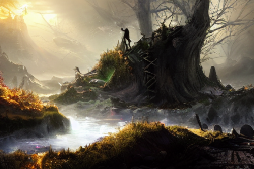 Trending splash art highly detailed bright mood mixed media concept art:0.5 intricate detailed wonderous landscape 4k volumetric lighting dramatic lighting award-winning:0.5 [text logo]