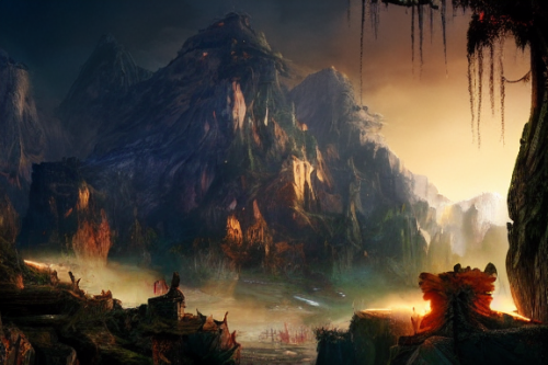 Trending splash art highly detailed bright mood mixed media concept art:0.5 intricate detailed wonderous landscape 4k volumetric lighting dramatic lighting award-winning:0.5 [text logo]