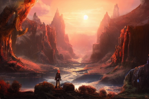 Trending splash art highly detailed bright mood mixed media concept art:0.5 intricate detailed wonderous landscape 4k volumetric lighting dramatic lighting award-winning:0.5 [text logo]