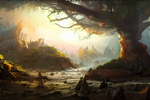 Trending splash art highly detailed bright mood mixed media concept art:0.5 intricate detailed wonderous landscape 4k volumetric lighting dramatic lighting award-winning:0.5 [text logo]