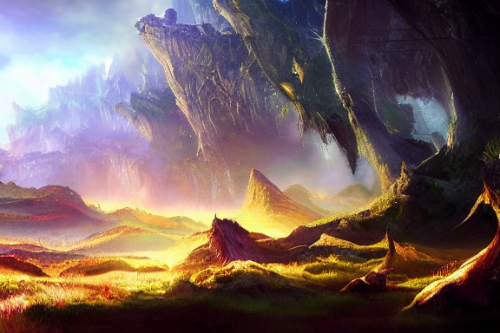 Trending splash art highly detailed bright mood mixed media concept art:0.5 intricate detailed wonderous landscape 4k volumetric lighting dramatic lighting award-winning:0.5 [text logo]