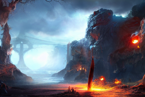 Trending splash art highly detailed bright mood mixed media concept art:0.5 intricate detailed wonderous landscape 4k volumetric lighting dramatic lighting award-winning:0.5 [text logo]