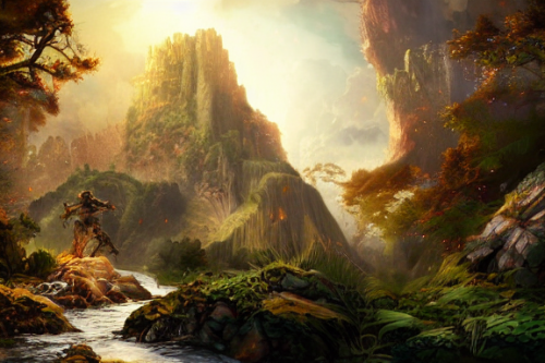 Trending splash art highly detailed bright mood mixed media concept art:0.5 intricate detailed wonderous landscape 4k volumetric lighting dramatic lighting award-winning:0.5 [text logo]