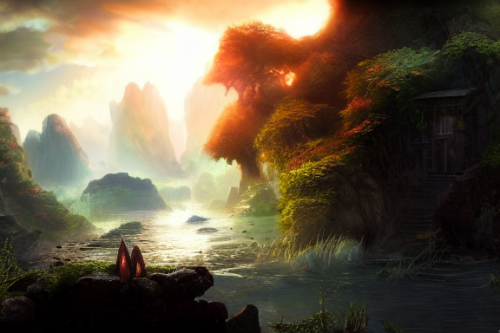 Trending splash art highly detailed bright mood mixed media concept art:0.5 intricate detailed wonderous landscape 4k volumetric lighting dramatic lighting award-winning:0.5 [text logo]