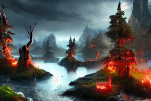 Trending splash art highly detailed bright mood mixed media concept art:0.5 intricate detailed wonderous landscape 4k volumetric lighting dramatic lighting award-winning:0.5 [text logo]